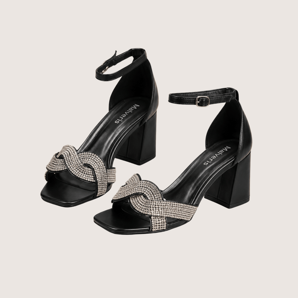 Lustra Knot Crystal Heel Sandals