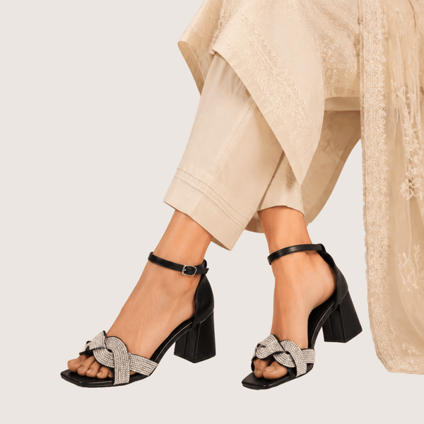 Lustra Knot Crystal Heel Sandals