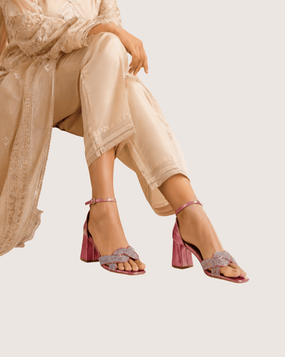 Lustra Knot Metallic Pink Heel