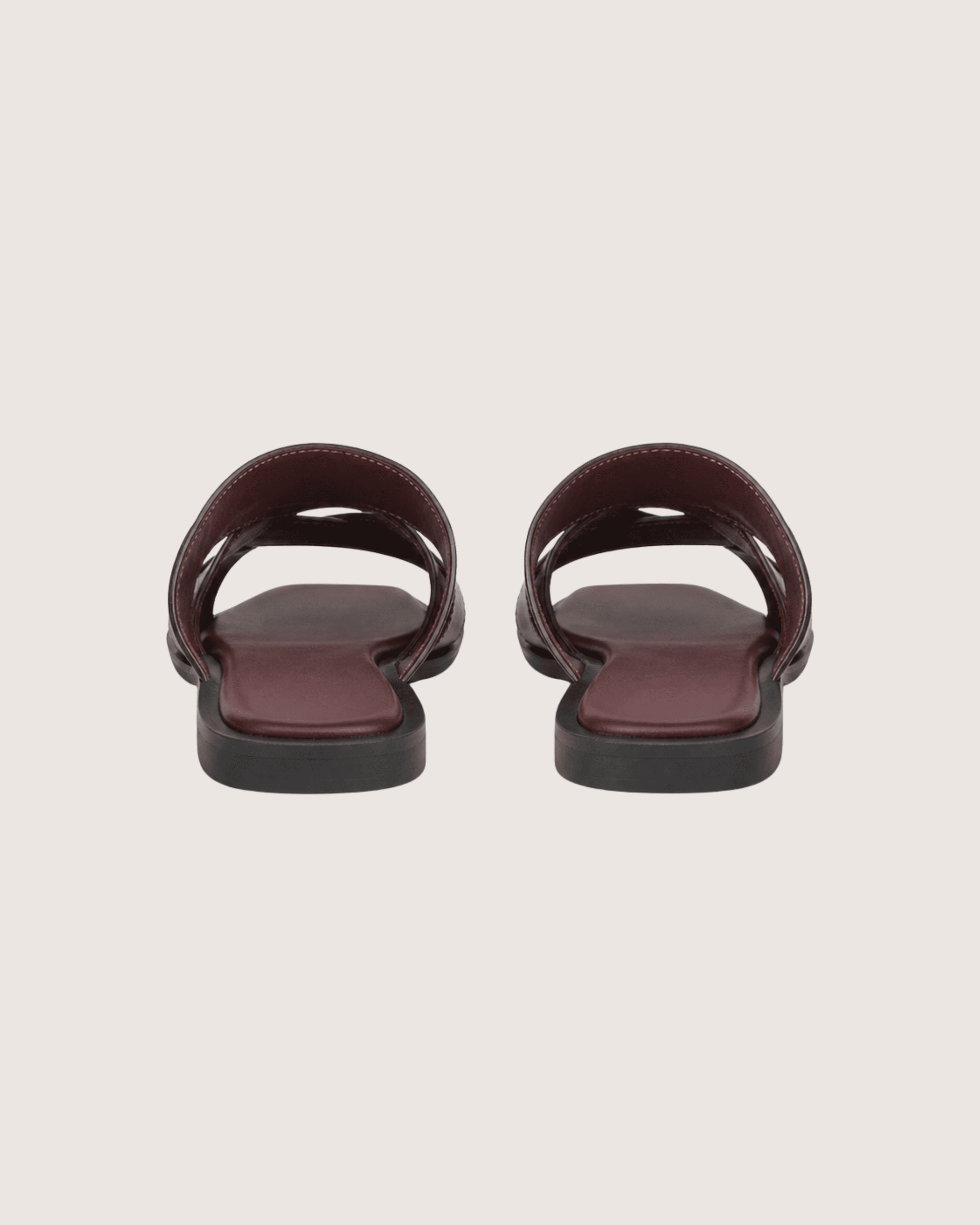 Luxury Cross Strap Flat Slippers Burgundy Malveris