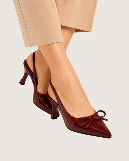 Maroon Dira Slingback Bow Pumps