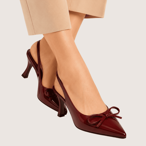 Maroon Dira Slingback Bow Pumps