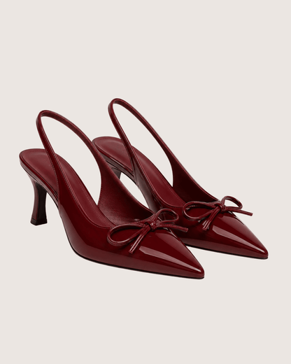 Maroon Dira Slingback Bow Pumps