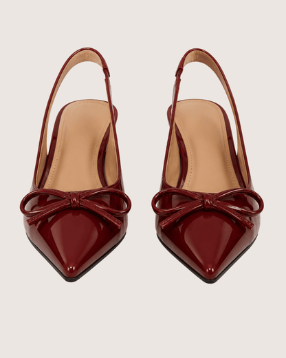 Maroon Dira Slingback Bow Pumps
