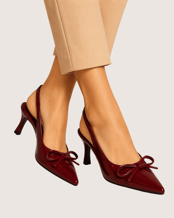 Maroon Dira Slingback Bow Pumps