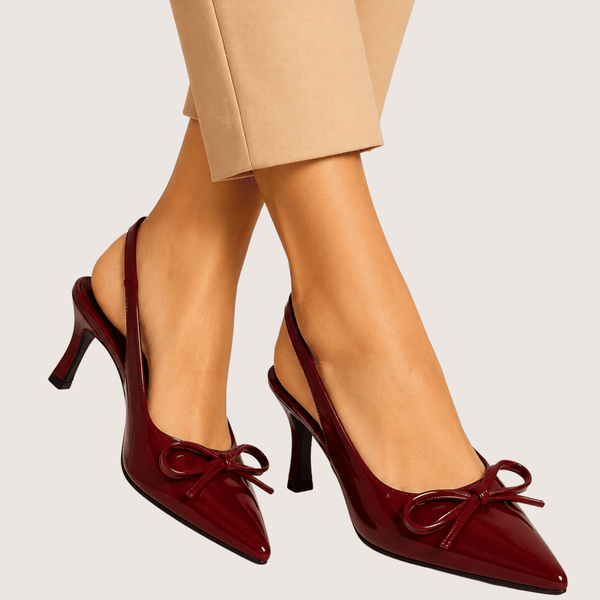 Maroon Dira Slingback Bow Pumps