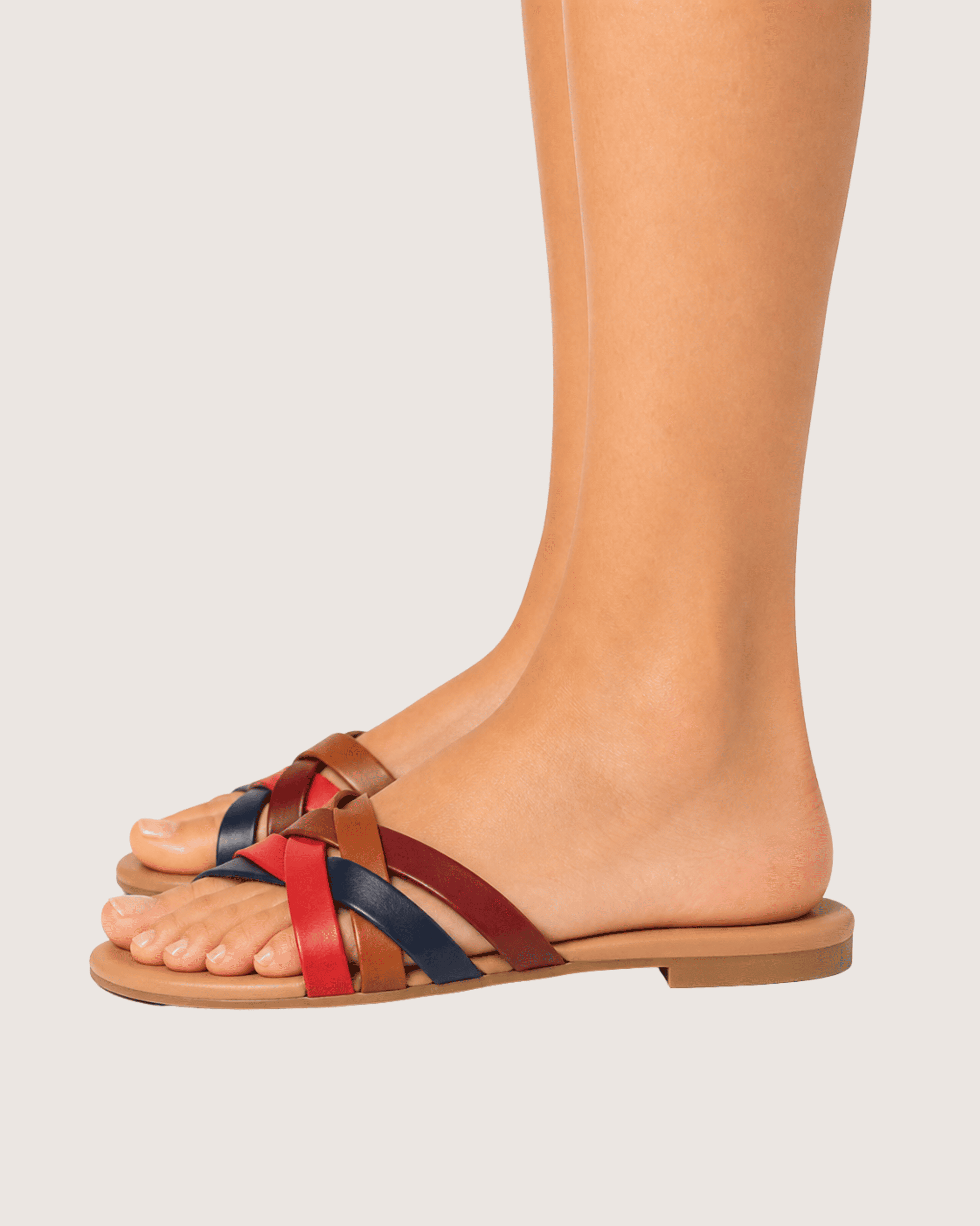 Multicolor Strappy Flat Sandals Malveris