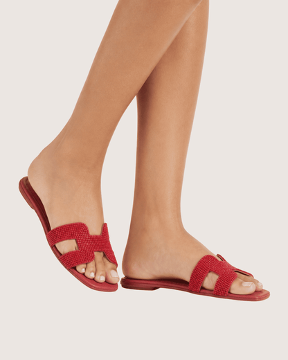 Red Rhine Stone Flat Malveris