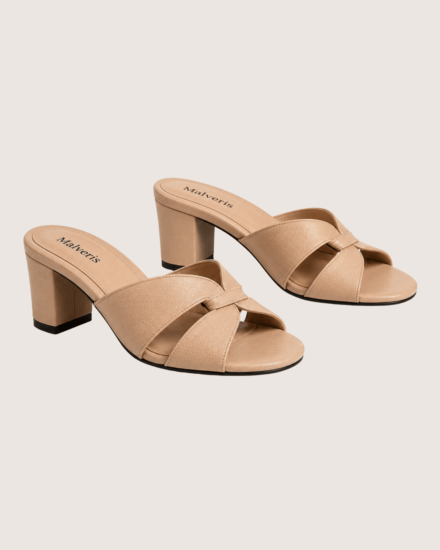 Velina Beige Block Heels