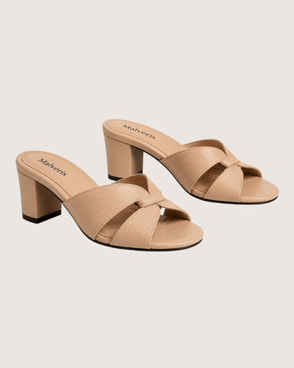 Velina Beige Block Heels