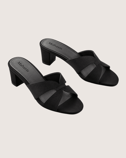 Velina Black Block Heels