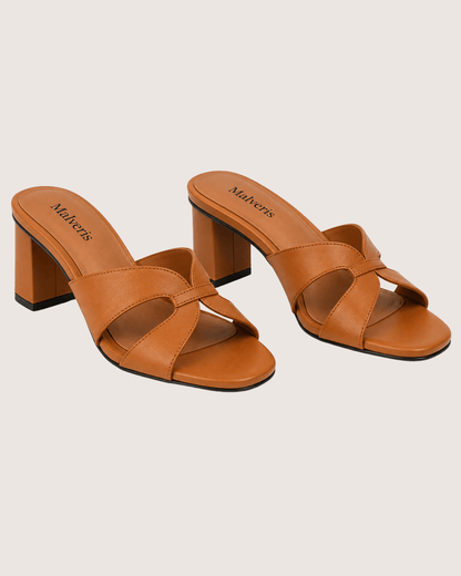 Velina Brown Block Heels