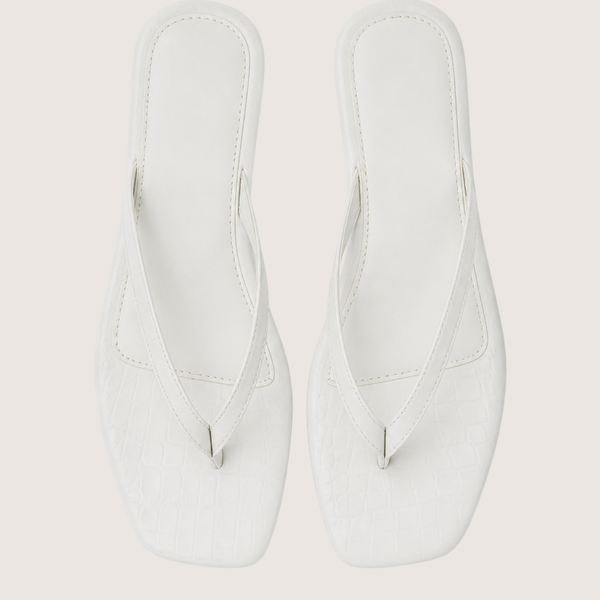 White Croc Glam Flat
